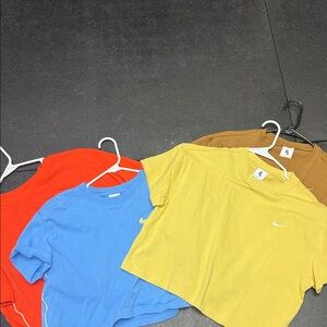 Nike Colorful Cropped T-Shirts in Yellow, Blue, Red, and Brown